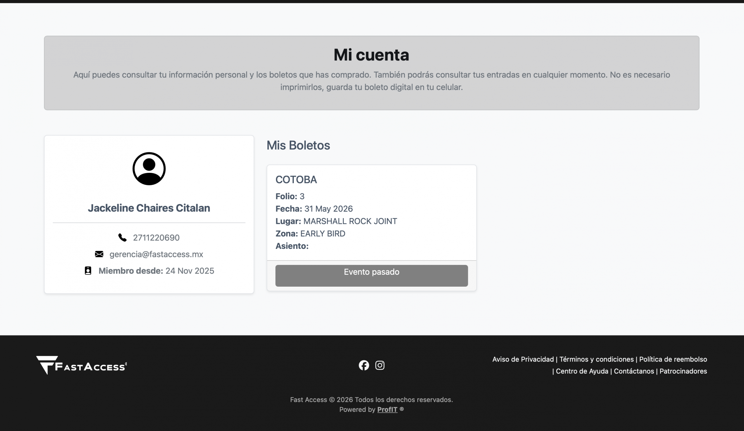 Mi cuenta Fast Access